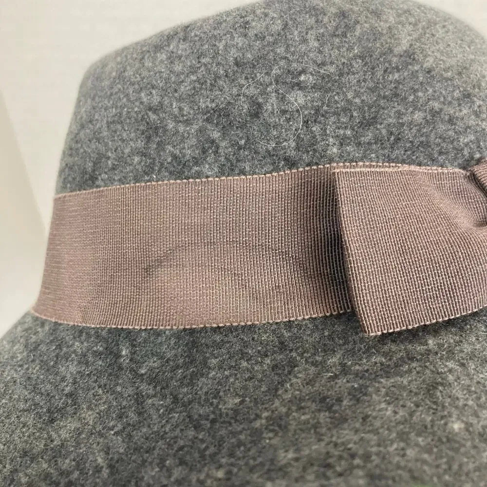 VTG Street Smart Betmar Cloche Wool Hat Women Heathered Gray Bucket Bell Bow USA